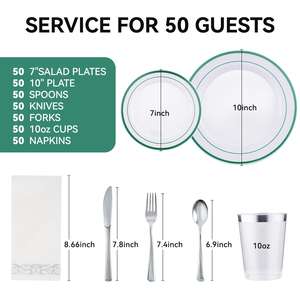 Kit práctico de artículos desechables para fiestas, juego de vajilla de plástico con cubiertos y cucharas para uso en exteriores. - Product Image 4