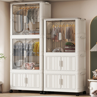 Armoire pliable à 4 étagères, placard pliable, armoire de rangement, organisateur de placard en plastique avec tringle de suspension