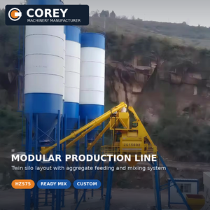 Planta de Concreto Premezclado Corey HZS75 con Bomba, Línea de Producción de Hormigón, Estación de Mezcla de Concreto con Capacidad Personalizada, Suministro Directo de Fábrica - Product Image 2