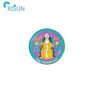 Gros Dark Punk Tarot émail épinglette Logo personnalisé ensemble soleil lune oiseau Lion étoile Justice mort Tarot cartes épingles Badge broche - Product Image 5