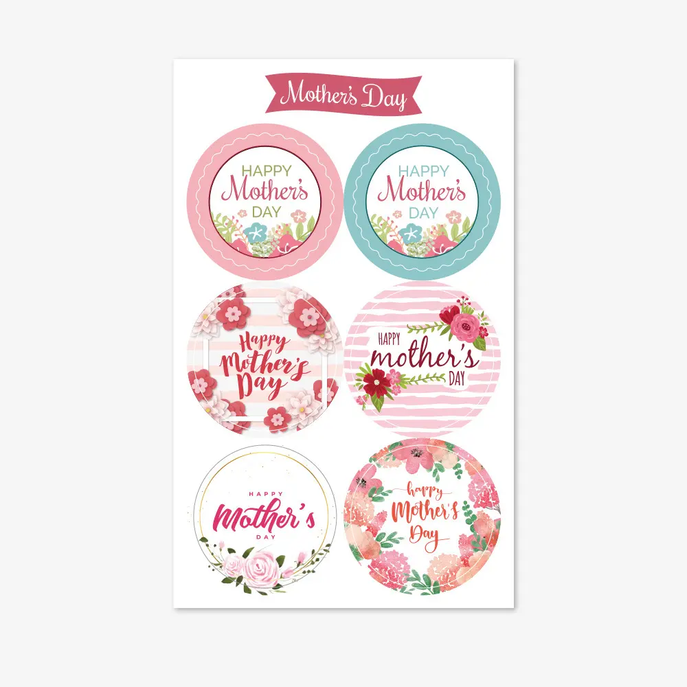 60 pcs Mothers Day Stickers Envelope Seal Stickers Flower Best Mom Gift Tag Self-Adhesive for Card Candy Bag Gift Wrap Party