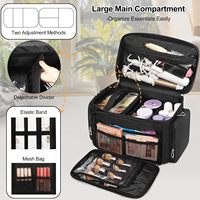 Trousse de Maquillage Portable Grande Taille TANTO en Tissu Éponge avec Fermeture Éclair, 2 Pochettes Amovibles et Séparateurs Détachables pour Voyage et Rangement de Produits de Beauté