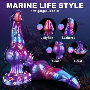 Fantasie Monster Knoop <span class=keywords><strong>Dildo</strong></span> Groot Paard Draak Dikke Tentakel Anale Met Zuignap Siliconen Hond Gigantische Buitenaardse Dieren Volwassen Seksspeeltje - Product Image 3