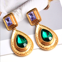 Nouveau Style Fine Strass Or Métal Dangle Boucles D'oreilles Mode Tendance Pendentif Accessoires pour Femmes