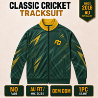 Veste de survêtement de cricket personnalisée FQ, vert et or, tenue d'équipe de club, vêtements d'entraînement sublimés, tenue de présentation de voyage australien, rétro, unisexe