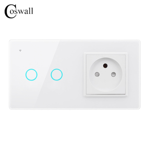 Coswall 151 Wifi <span class=keywords><strong>RF</strong></span> 2 Gang 1 Way Interruptor táctil Enchufe de pared Panel de cristal Salida de Israel - Product Image 1