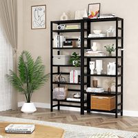Organisateur de bureau moderne et durable en bambou avec support de livres, étagère de rangement pour l'organisation du bureau