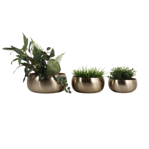 Set di Tre Vasi Decorativi in Metallo Texturizzato per Interni ed Esterni - Product Image 2