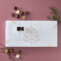 Boîte de calendrier de l'avent en chocolat avec feuille d'or personnalisée, 24 portes, emballage cadeau de Noël de luxe en forme de livre magnétique