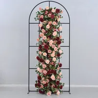 Chemin de table floral en soie artificielle couleur bordeaux, centre de table moderne pour mariage, décoration d'allée