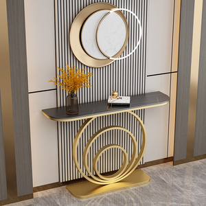 Mesa <span class=keywords><strong>Consola</strong></span> de Hierro Moderna y Elegante con Estante Circular para Decoración de Entrada de Casa, Hecho en China - Product Image 3
