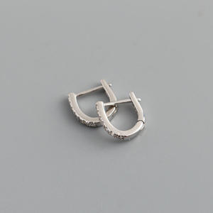 Pendientes de Aro en Forma de U con Micro Pavé de Circonitas Cúbicas, Chapados en Oro de 18K, Plata de <span class=keywords><strong>Ley</strong></span> 925, Precio de Mayoreo Directo de Fábrica - Product Image 4
