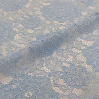 Tissu en dentelle florale en coton de haute qualité YY, tissu en dentelle brodée en nylon bleu clair pour robes de soirée et couture