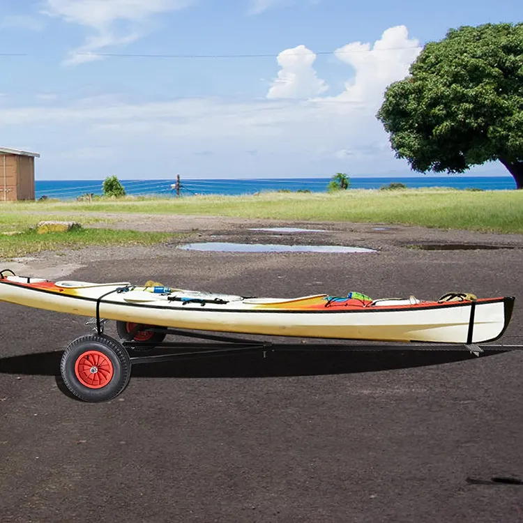 Jh-mech Trailer perahu Dolly 420lbs baja karbon perahu dapat disesuaikan kereta gandeng untuk bergerak Kayak Motorboat memancing perahu