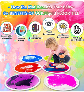 Jouet éducatif, dalles de sol tactiles en PVC non toxique remplies de <span class=keywords><strong>gel</strong></span> coloré, dalles de sol liquides sensorielles pour la chambre d'enfant, équipement de thérapie - Product Image 6