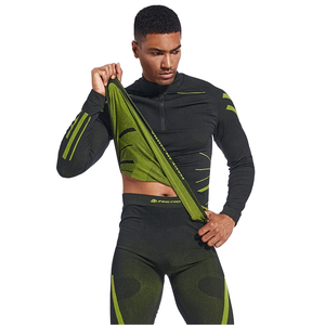 <b>Men's</b> <b>Long</b> Sleeve High Neck Thermal <b>Underwear</b> Quick Dry Sports Base Layer Green Black - Product Image 1