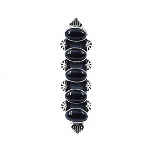 Handmade Black Onyx Sterling Silver <b>Adjustable</b> <b>Ring</b> Natural Black Onyx Gemstone Jewelry for Women Wholesale - Product Image 1