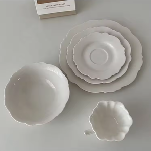 Juego de Vajilla de Porcelana Blanca con Encaje Francés, Tazón de Sopa Creativo, Plato de Hotel Personalizado, Vajilla de Cerámica Sostenible - Product Image 5