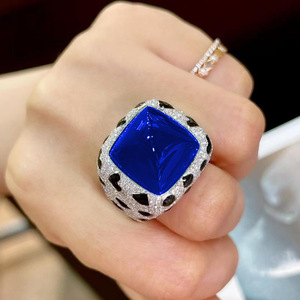 Anillo Ajustable <span class=keywords><strong>de</strong></span> Lujo para Mujer con Zafiro <span class=keywords><strong>de</strong></span> 17 Quilates, Anillo <span class=keywords><strong>de</strong></span> Aniversario con Diamante Rojo Dominante, Anillo <span class=keywords><strong>de</strong></span> Esmeralda con <span class=keywords><strong>Torre</strong></span> <span class=keywords><strong>de</strong></span> Azúcar Grande <span class=keywords><strong>de</strong></span> Leopardo - Product Image 5