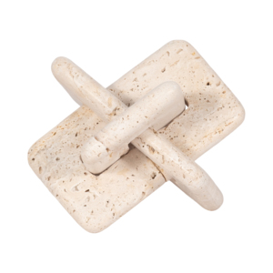 Scultura ad incastro in travertino, decorazione moderna per la casa, accessorio per soggiorno, ufficio, mensola, tavolino da caffè, quadrato. - Product Image 2