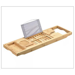 Estante extensible de bambú, estante simple para bañera, soporte para teléfono y tableta, bandeja, estante para baño, almacenamiento para baño. - Product Image 2