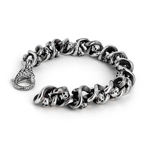 <b>Mens</b> Stainless Steel Cuban Link Bracelet Heavy Duty Black Oxidized Retro Gothic Punk Biker Style Jewelry Adjustable for <b>Men</b> - Product Image 6