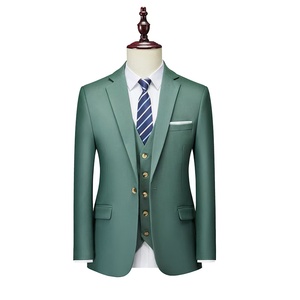 Traje de Negocios de Lujo para Hombre de 3 Piezas, Chaqueta Blazer Transpirable de Alta Calidad, Cierre de Cremallera, Estilo Elegante y Ajustado, Venta al Por Mayor - Product Image 1