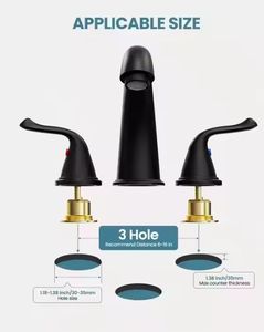 2 Griff 8 Zoll breiter Spread Messing Wasserhahn für Waschbecken 3 Loch 8 Zoll Pop Drain Baugruppe Chrom 2-Griff Becken Wasserhahn Halle - Product Image 6