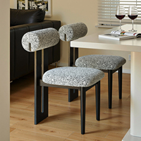 Silla de Comedor Moderna de Madera Maciza al por Mayor, Estilo Japandi, Tapizada en Bouclé, con Respaldo Acolchado, para Proyectos de Interiores de Hoteles y Restaurantes