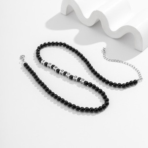 Colliers classiques noirs perlés pour hommes, bijoux GOOD BOY personnalisables, cadeaux pour petit ami - Product Image 6