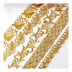 Vàng Bạc Chủ Đề Nặng Thêu Ren Ribbon Sáng Bóng Tự Làm Dân tộc Trang Phục Trang Phục Trang Phục Tôn Tạo Dệt Sắt Trên Ren Trims - Product Image 1