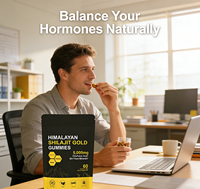 Complément alimentaire OEM 100% naturel à base de shilajit de l'Himalaya, gommes dorées, saveur fruits rouges mélangés, 60 unités, antioxydant, améliore l'énergie, pour adultes