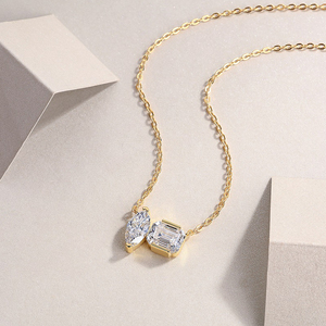 <span class=keywords><strong>Collar</strong></span> de Tenis de Lujo <span class=keywords><strong>con</strong></span> Moissanita Color D, <span class=keywords><strong>con</strong></span> <span class=keywords><strong>Esmeralda</strong></span> y Corte Marquesa, <span class=keywords><strong>Collar</strong></span> Doble de Oro de 18K, Joyería Fina - Product Image 5