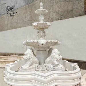 BLVE 사용자 정의 고전적인 야외 풍경 장식 작은 정원 돌 분수 손 조각 흰색 대리석 분수