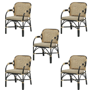 Boneto Mobilier d'extérieur Fauteuil de jardin en rotin naturel fabriqué à la main Fauteuil asiatique Look extérieur Chaise de salle à manger Bistro Hôtel Appartement - Product Image 5