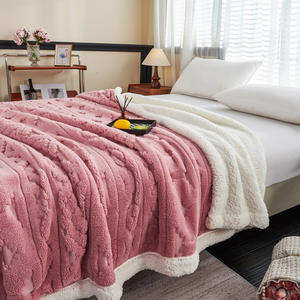 Manta cómoda para siesta de invierno de tamaño Queen/King, tafetán cálido, diseño sólido geométrico a rayas gruesas para uso en el hogar y la Oficina - Product Image 2