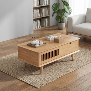 Modern <b>Wood</b> <b>Coffee</b> <b>Table</b> With Storage Drawer Scandinavian Design Living Room Furniture Solid <b>Wood</b> Base - Product Image 4