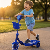 Nouveau modèle de trottinette à trois roues réglable pour enfants, légère, en plastique, avec lumières LED et musique, pour enfants de 3 à 12 ans