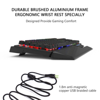 AIKUN GX920 kablolu RGB arkadan aydınlatmalı oyun klavye mekanik anahtarları multimedya tam boy klavye iki USB Hub siyah