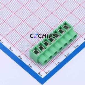 DB166-5.0-7P-GN-P Screw Terminal Block P=5mm Connector ( Construction: 1x7P )( Pitch: 5mm )( Color: Green ) - Product Image 1