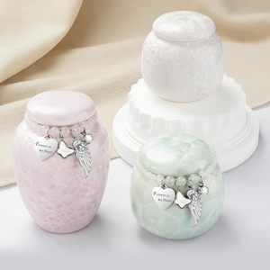 Urne <span class=keywords><strong>miniature</strong></span> en porcelaine en gros pour cendres humaines, urne commémorative décorative artisanale pour femme adulte avec couvercle - Product Image 3