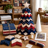 Kit de bricolage patchwork pour sapin de Noël en promotion – Ornements découpés chaleureux – Cadeau de Noël – Modèle SA-290