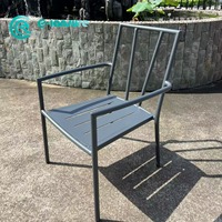 Meubles de jardin minimalistes pour l'extérieur, cadre en aluminium thermolaqué, chaise de loisirs et table ronde, ensemble de jardin pour villa, hôtel