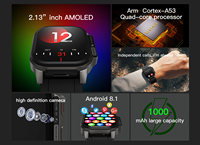 Spor için egzersiz akıllı saat 2.13 inç kaydedici NFC şifre 1000mAh İzle smartwatch sim kart 4g
