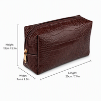 Trousse de Toilette Homme Luxe en PU Façon Croco avec Fermeture Éclair, Grande Capacité, Imperméable, Structurée et Portable, Personnalisable avec Logo – Vente en Gros
