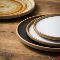 Assiette ronde en céramique mate Retro Steak Pasta Pizza Cold Tray Show Platter Vaisselle