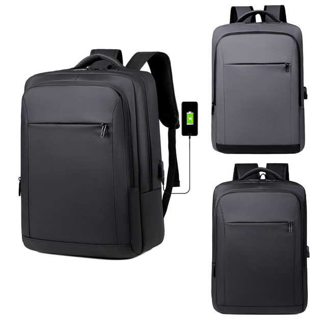 15.6 17 Inch Water-Resistant PU Laptop Backpack USB Charging Port Anti-Theft Solar Panel Casual Business Travel Backpack