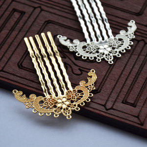 Peineta de Cobre con Filigrana 45*62MM, Hueca, Estilo Tradicional Chino, Accesorio Hanfu - Product Image 2