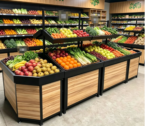 Étagère de présentation de fruits et <span class=keywords><strong>l</strong></span>égumes noire haute capacité - Idéale pour les supermarchés, les épiceries et les magasins d'aliments biologiques - Product Image 2