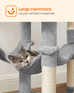 <span class=keywords><strong>Feandrea</strong></span> Arbre à chat gris clair de 54,2 pouces avec hamac, condo multi-niveaux en peluche, 4 poteaux à gratter et 2 perchoirs - Product Image 6